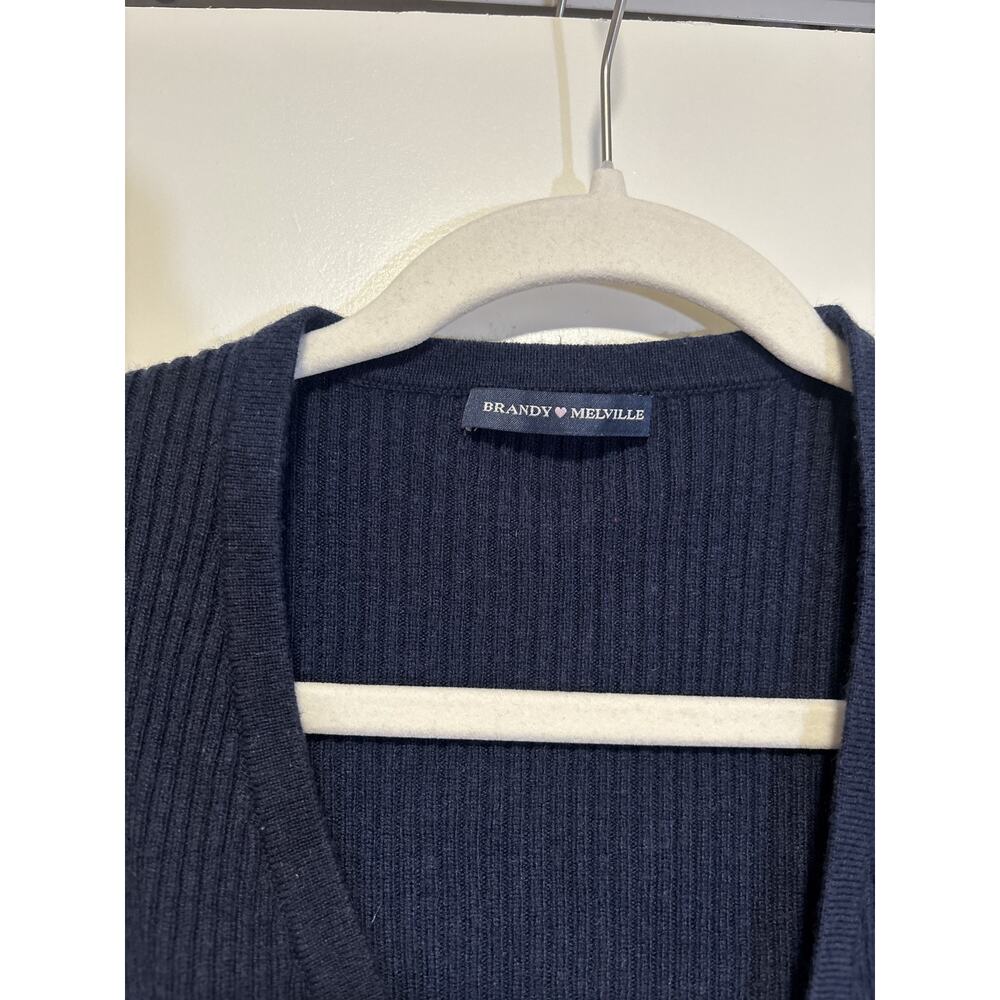 Brandy Melville Navy Blue Ribbed Button Down Cardigan M - Picture 4 of 7